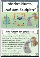 Vorschau - Aufgabenkarten - Abschreibkartei / Abschreibtexte "Auf dem Spielplatz" DaZ / DaF / Deutsch - Seite 1