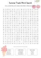 Aperçu - Feuilles d'exercices - Summer Treats Word Search Crossword / Recherche de mots sur les friandises d'été - Page de couverture