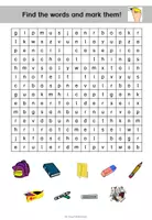 Vorschau - Arbeitsblätter - word search - school things - Seite 3