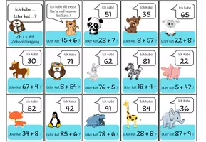 Vorschau - Spiele - Ich habe... Wer hat...? - Lernspiel Mathematik (ZE + E mit ZÜ | Addition ZR 100) - Seite 2