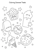 Aperçu - Cartes / Images - Summer Treats Worksheets for Preschool And Kindergarten / Feuilles de travail sur les friandises estivales - Page 1