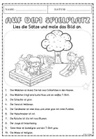 Vorschau - Arbeitsblätter - Lese-Mal-Bild Sommer "Auf dem Spielplatz" - differenziert - Seite 2