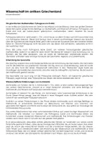 Vorschau - Arbeitsblätter - Wissenschaft im antiken Griechenland (Infotext und Übungen) - Deckblatt