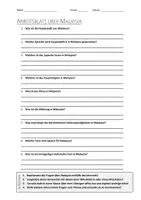 Vorschau - Arbeitsblätter - AB mit Fragen zum Thema "Malaysia" + Lösungsblatt - Deckblatt