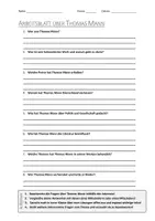 Vorschau - Arbeitsblätter - AB mit Fragen zum Thema "Thomas Mann" + Lösungsblatt + Mindmap + Infografik - Deckblatt
