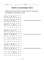 Vorschau - Arbeitsblätter - Addition zweistellige Zahlen ohne Zehnerübergang - Deckblatt