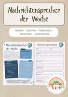 Vorschau - Arbeitsblätter - Nachrichtensprecher der Woche - Deutsch / Sachunterricht - Deckblatt