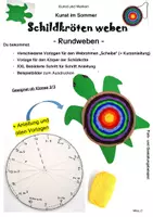 Vorschau - Mal- und Bastelvorlagen - Kunst im Sommer: Schildkröten weben (Rundweben) - Deckblatt