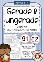 Vorschau - Arbeitsblätter - Gerade & ungerade Zahlen im Zahlenraum 1000 - Deckblatt