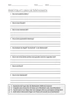 Vorschau - Arbeitsblätter - AB mit Fragen zum Thema "Mathematik" + Lösungsblatt - Deckblatt