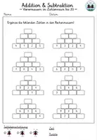 Vorschau - Arbeitsblätter - Rechenmauern - Addition & Subtraktion | Zahlenraum bis 20 | Vierermauern - Seite 1