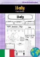 Vorschau - Arbeitsblätter - Italy fact sheet (english) - Deckblatt