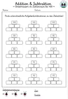 Vorschau - Arbeitsblätter - Rechenmauern - Addition & Subtraktion | Zahlenraum bis 100 | Dreiermauern - Seite 3