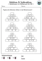 Vorschau - Arbeitsblätter - Rechenmauern - Addition & Subtraktion | Zahlenraum bis 100 | Vierermauern - Seite 2