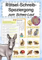 Vista previa - Hojas de trabajo - Rätsel-Schreibspaziergang zum Schwa-Laut (-e, -er, -el, -en) - adivinador - escribir paseo en alemán - Portada
