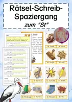 Vista previa - Hojas de trabajo - Rätsel-Schreibspaziergang zum St / st - adivinador - escribir paseo en alemán - Portada
