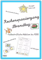 Vorschau - Arbeitsblätter - Rechenspaziergang Strandtag - Addition im Raum bis 1000 - Deckblatt
