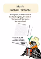 Vorschau - Arbeitsblätter - Musik, Suchsel, einfach, Wortgitter, Buchstabensalat, Buchstabengitter, Wortsuchrätsel, Wortsuche, Worträtsel, Wortsuchsel - Deckblatt