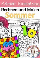 Vorschau - Arbeitsblätter - Sommer - Rechnen und Malen - Zehnereinmaleins - Zahlenraum 1000 - Deckblatt
