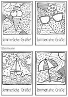 Vorschau - Mal- und Bastelvorlagen - Sommer Pop-Art und Mosaik DIY Postkarten ☀️📮 Sommerferien Grüße Karten - Seite 2