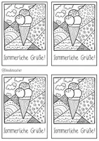 Vorschau - Mal- und Bastelvorlagen - Sommer Pop-Art und Mosaik DIY Postkarten ☀️📮 Sommerferien Grüße Karten - Seite 3