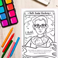 anteprima - Materiale per pittura e bricolage - Grandi Donne, Grandi Idee: Pagine da Colorare per Bambini Ispirate a Emilie Du Chatelet, Etty Hillesum e Ruth Bader Ginsburg - Pagina 2
