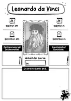 Vorschau - Arbeitsblätter - Leonardo da vinci Künstler Steckbrief - Seite 1