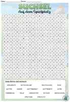 Vista previa - Hojas de trabajo - Puzzle de búsqueda / juego de búsqueda "Auf dem Spielplatz" Alemán - página 1