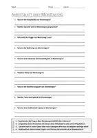Vorschau - Arbeitsblätter - AB mit Fragen zum Thema "Montenegro" + Lösungsblatt - Deckblatt