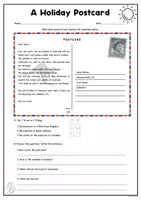 Vista previa - Hojas de trabajo - A Holiday Postcard Reading & Writing Activity | Reading | Writing | Summer - página 1