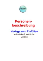Vorschau - Arbeitsblätter - Personenbeschreibung: Vorlage zum Ausfüllen män./weibl. - Deckblatt