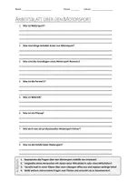 Vorschau - Arbeitsblätter - AB mit Fragen zum Thema "Motorsport" + Lösungsblatt + Infografik - Deckblatt