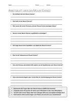 Vorschau - Arbeitsblätter - AB mit Fragen zum Thema "Mount Everest" + Lösungsblatt + Mindmap + Infografik - Deckblatt