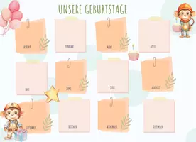 Vorschau - Poster - Klassentier Affe – Geburtstagskalender | Grundschule - Seite 1