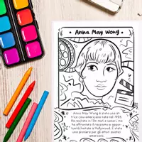 anteprima - Materiale per pittura e bricolage - Set di Pagine da Colorare su Yuri Kochiyama e Anna May Wong - Pagina 1