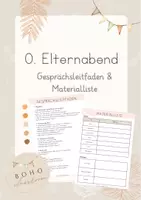 Vorschau - Arbeitsblätter - 0. Elternabend - Gesprächsleitfaden & Materialliste - Deckblatt