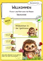 Vorschau - Anderer Materialtyp - HERZLICH WILLKOMMEN in der Igelklasse - Plakat und Kärtchen - GRATIS - Deckblatt