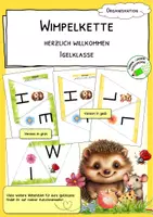 Vorschau - Anderer Materialtyp - Wimpelkette "HERZLICH WILLKOMMEN" - Igelklasse - Deckblatt