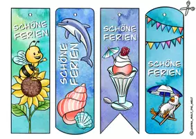 Vorschau - Spiele - Ferien-Geschenk Lesezeichen "Schöne Ferien" Lesen Sommer - Seite 1