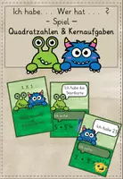 Vorschau - Spiele - Ich habe, wer hat? Einmaleins Quadratzahlen & Blitzaufgaben - Deckblatt