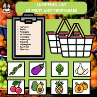 Vista previa - Juegos / Gamificación - Fruit & Vegetables - Shopping List Game - Colour - Portada