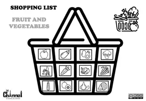 Vista previa - Juegos / Gamificación - Fruit & Vegetables - Shopping List - B&W - página 1