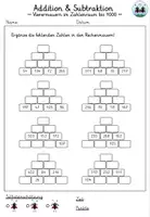 Vorschau - Arbeitsblätter - Rechenmauern - Addition & Subtraktion | Zahlenraum bis 1000 | Vierermauern - Seite 1