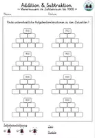 Vorschau - Arbeitsblätter - Rechenmauern - Addition & Subtraktion | Zahlenraum bis 1000 | Vierermauern - Seite 3