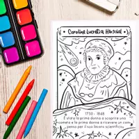 anteprima - Materiale per pittura e bricolage - Set di Pagine da Colorare su Caroline Herschel e Ynes Mexia - Pagina 2