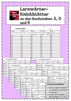 Vorschau - Stundenentwürfe - Lernwörter-Knickblätter zu den Buchstaben Ä, Ö und Ü - Deckblatt