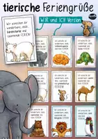 Vorschau - Mal- und Bastelvorlagen - Feriengrüße / Schöne Ferien Karten - Tiere - Deckblatt