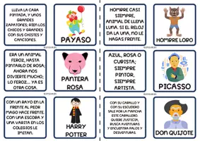 Vista previa - Juegos / Gamificación - JUEGO DE ADIVINANZAS SOBRE PERSONAJES - página 2