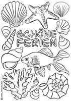 Vorschau - Spiele - Ausmalbilder "Schöne Ferien" Sommerferien Feriengrüße - Seite 1