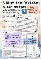 Vorschau - Stationenlernen - 5 Minuten Diktate und Laufdiktate "Paralympische Spiele" #8 FrauCuppaTea - Deckblatt